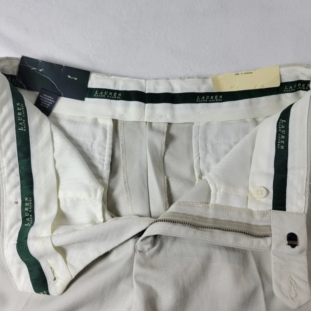 L Ralph Lauren Chino Cotton Pant Men Khaki Wrinkle Resistant Preppy 32x32 NWT